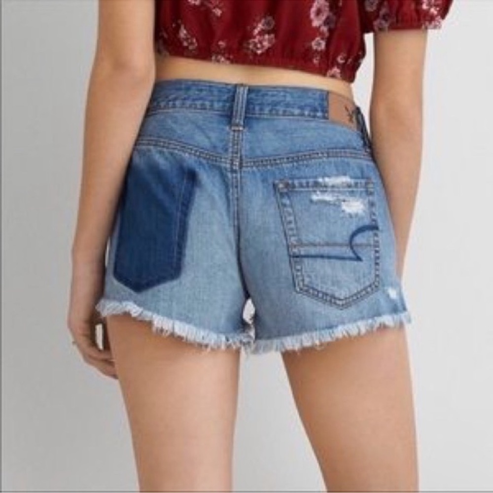 American Eagle Two Tone High Waisted Denim Shorts Size 4